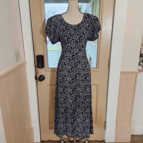 Vintage Dresses & Skirts - Vintage 90s Pellini Black Floral Dress | S